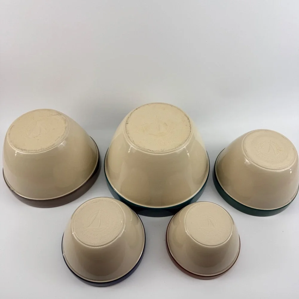 Over and Back Bistro Nesting Mixing Bowl Set‎ 5 Portugal Stoneware Color Band